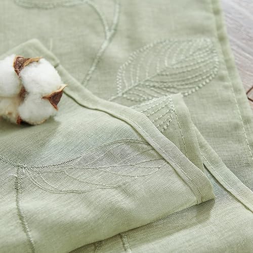 Miniatura 6 de jinchan Cortinas transparentes de cocina de 24 pulgadas, cortinas bordadas de hojas con niveles bordados de hojas botánicas, cafeterías, flores,