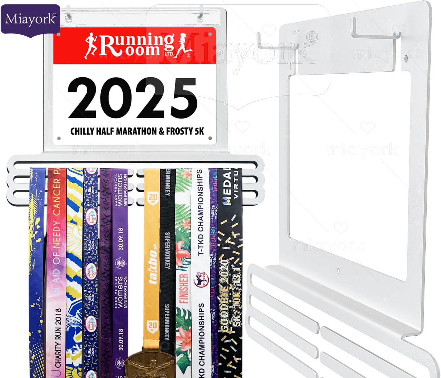 Bib Race Medal Holder Display Hanger Rack for More Medals-Sports Medal Hanger and Ribbon Display Holder Rack with Easy Hanging Bars,Soccer Medal Hanger Display