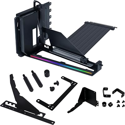 Lian Li ATX PC Case 4 Slots Vertical GPU Kit (VG4v4 Black) | Premium Gen 5 Riser Cable PCI-E 5.0 x16-200mm, PCIe 3.0/4.0 Compatible, Adjustable Position, Anti-Sag Support