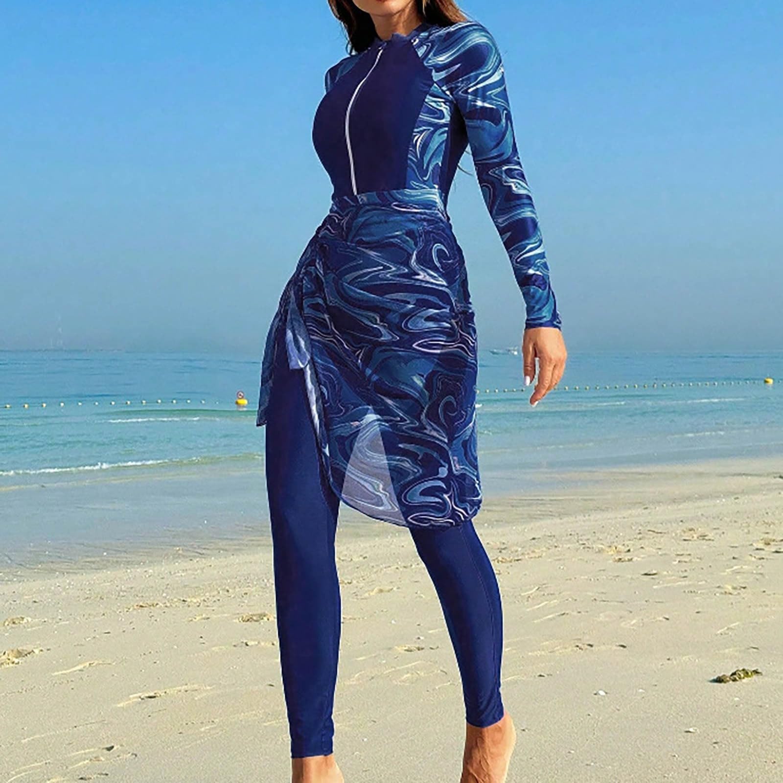 Burkini, costume da bagno da donna musulmano, con protezione solare totale, con copertura completa, tankini, a maniche lunghe, 3 pezzi, costume da bagno Hijab