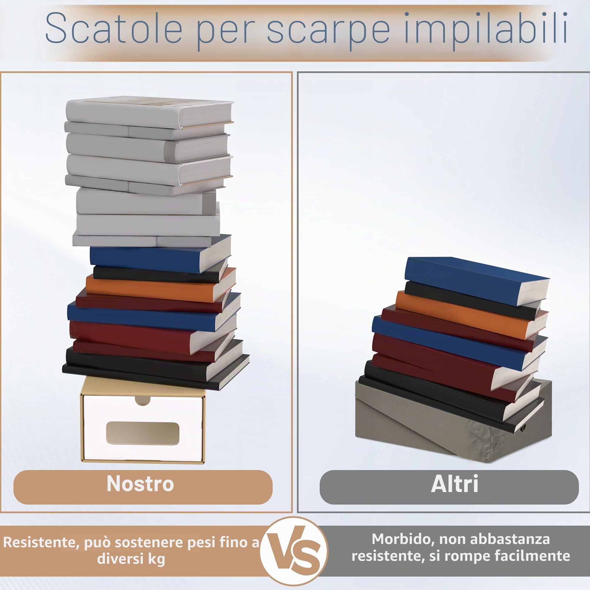 YRHome Set di 20 scatole impilabili - Scatola con cassetti in carta kraft con finestra trasparente, scatola per scarpe e giocattoli per riporre accessori e accessori, 23,5 x 34,5 x 13,5 cm - Marrone