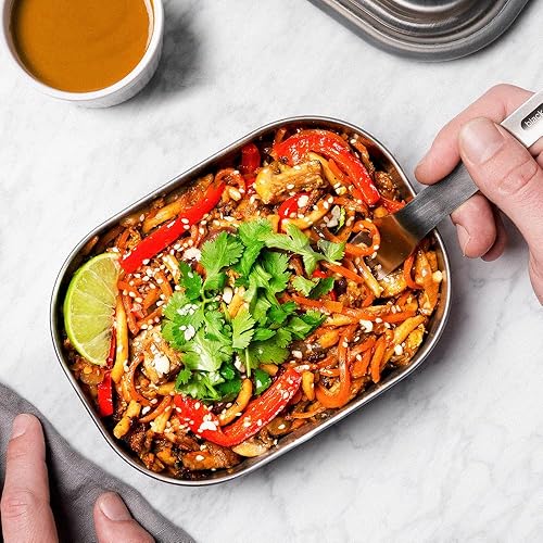 Miniatura 7 de Black+Blum - Fiambrera de acero inoxidable, a prueba de fugas, de plástico, libre de comida, para comida y almuerzo, naranja, 33.8fl oz