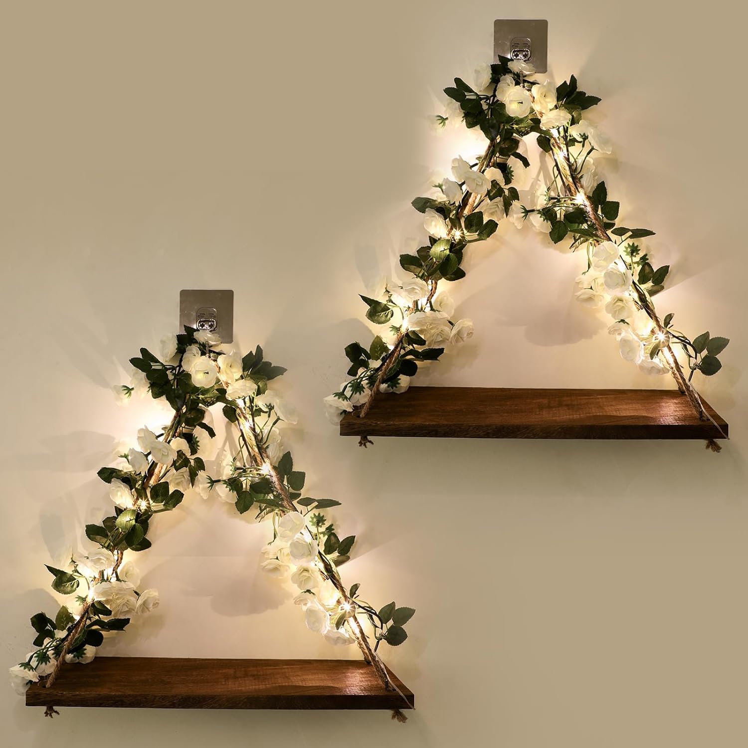 Forest Angle Shelf for Wall,Floating Shelves,Floating Shelves for Wall No Drilling,Adhesive Shelves,Command Strip Shelf,Room Decor Aesthetic,Plant Shelf Wall,Whimsical Decor,2-Piece Set(Green Leaf)