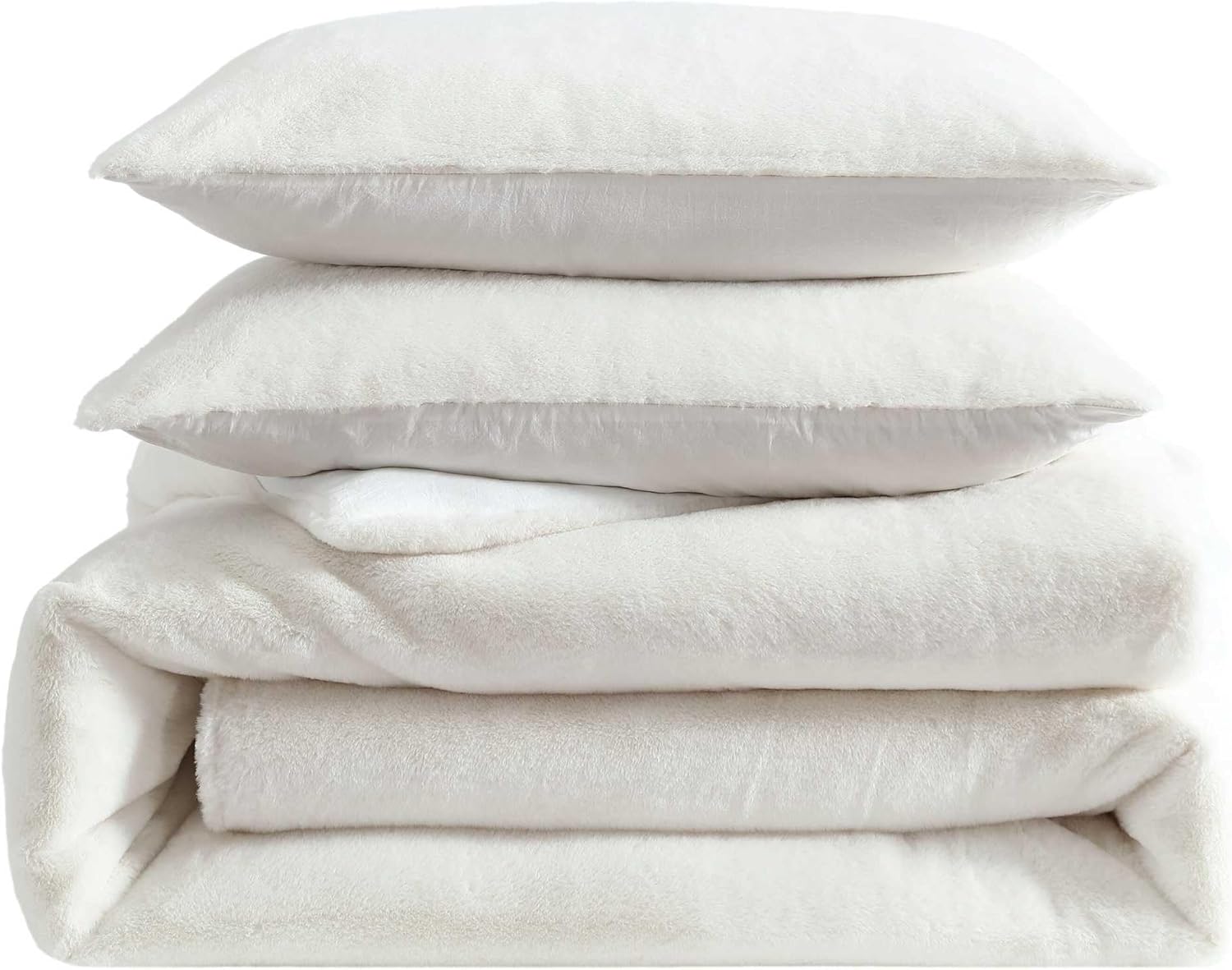 Vera Wang - King Comforter Set, Ultra-Soft Faux Fur Knit Bedding w/Prewashed Microfiber Reverse, 3 Piece Bed Set w/Matching Pillowcases (Signature Beige)