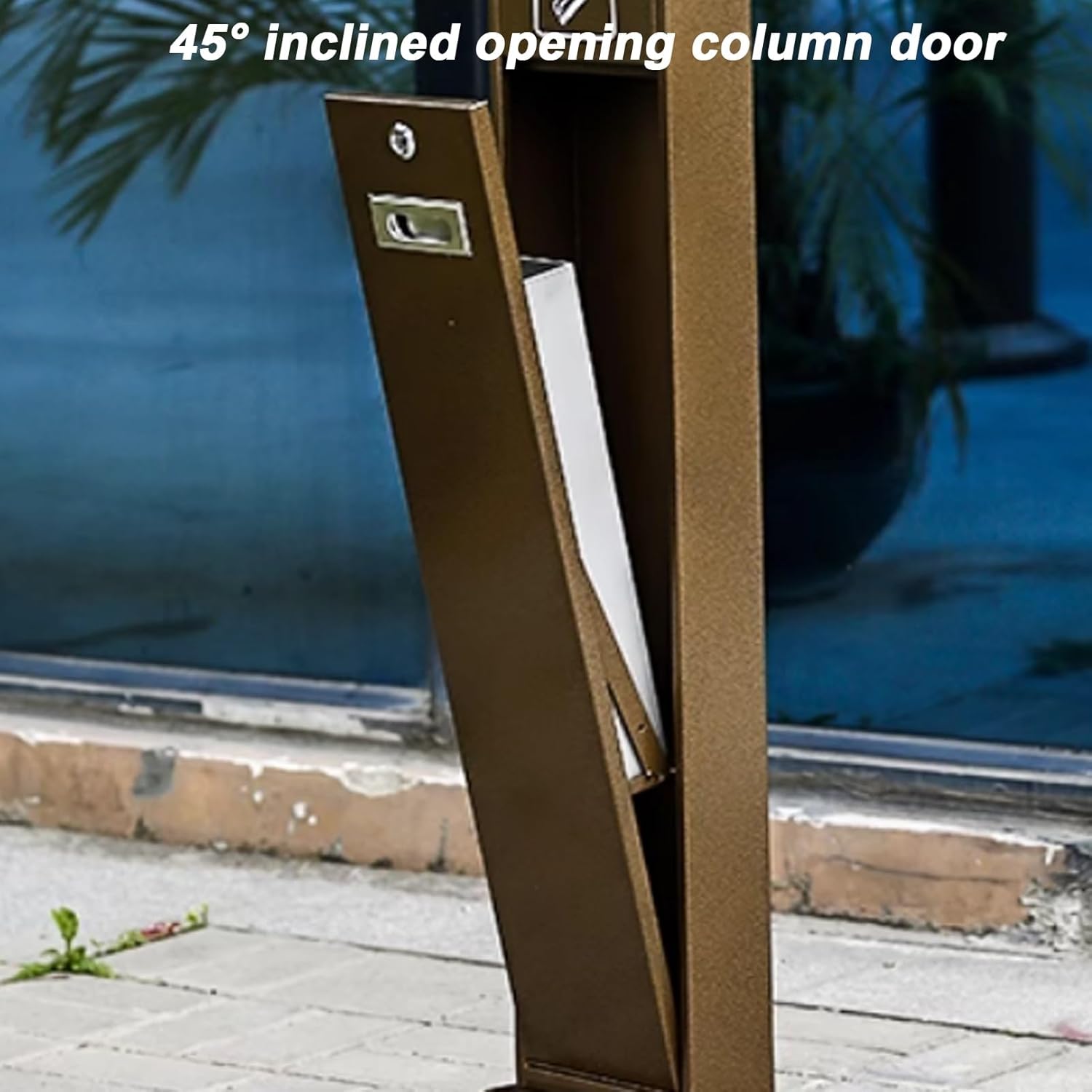 Stainless Steel Standing Ashtray, Cigarette Butt Disposal Outdoor, Lockable Cigarette Disposal Container with Removable Inner Bucket, for Keeping a Fresh and Clean Area(Brown)