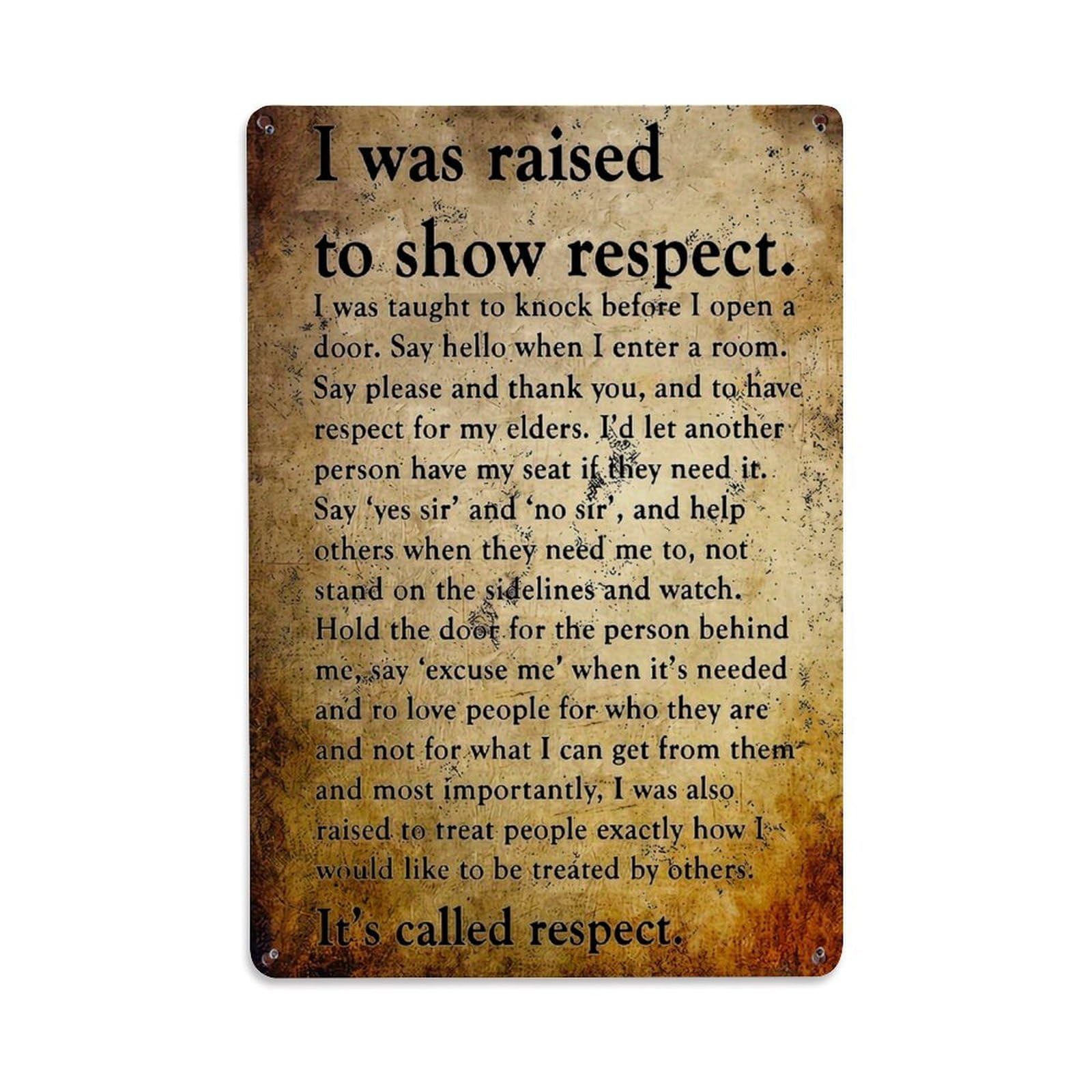 Jdfenggu Vintage Respectful Manners And Etiquette Guide Retro Metal Tin Sign, Decor Art Poster For Bar, Home, Man Cave, Kitchen, Laundry Room Gift 8X12inch