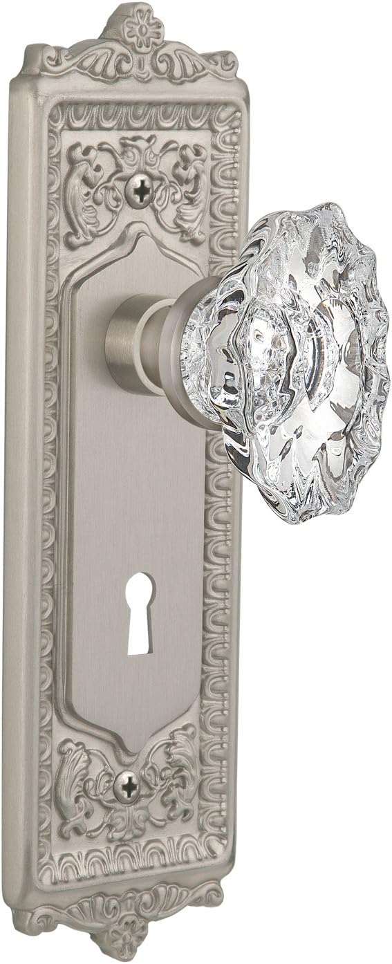 Nostalgic Warehouse Egg & Dart Plate with Keyhole Chateau Knob, Single Dummy, Polished Brass