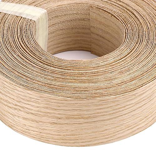 Miniatura 2 de Skelang Banda de borde de chapa de madera de roble rojo con cinta adhesiva de fusión en caliente para bordes flexible 2 x 50 pies