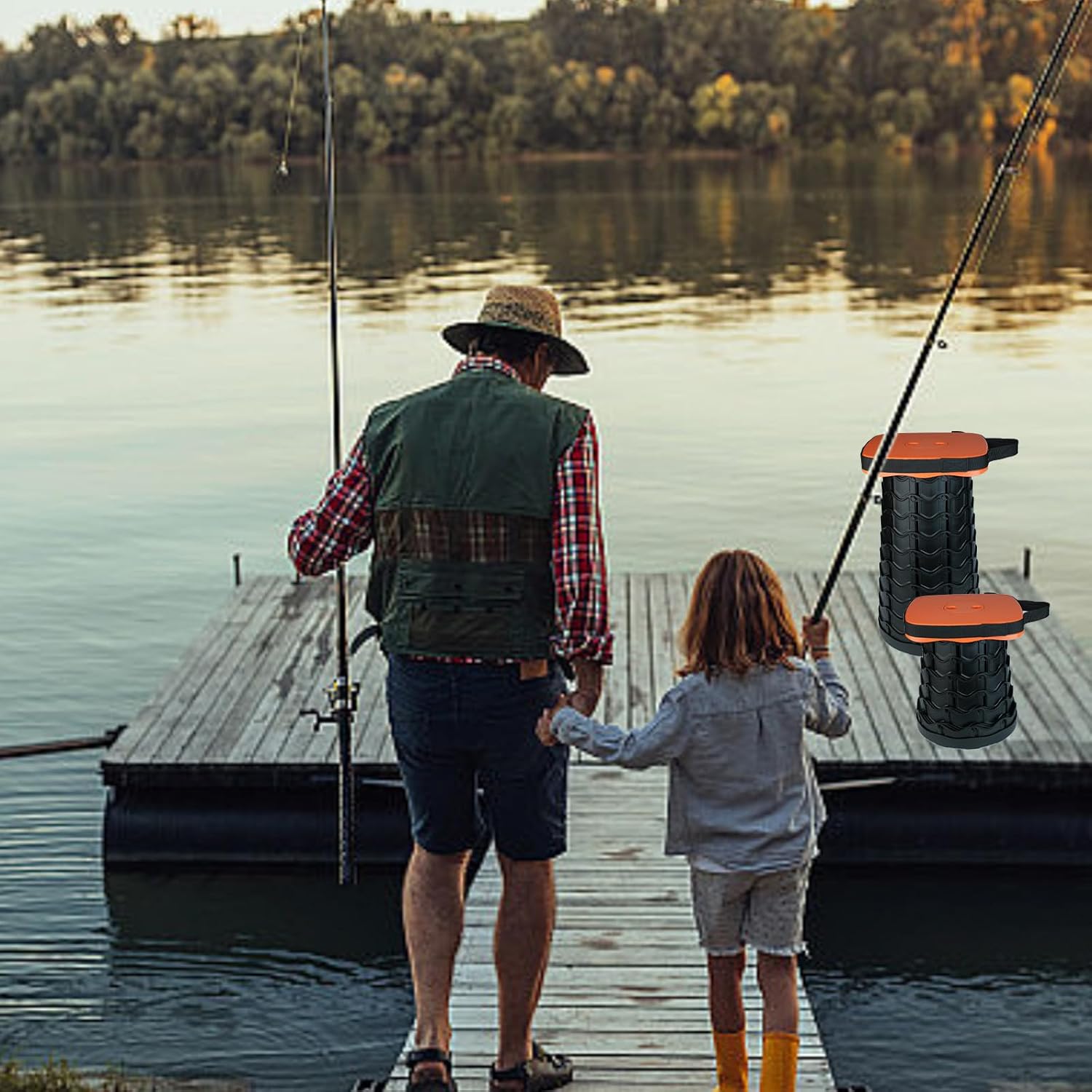 Outward Gear Upgraded Collapsible Stool Heavy Duty 550lbs Load Capacity Portable Folding Chair for Adults Camping Stool Sturdy Foldable Stool (Orange)