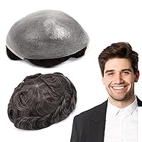 Vista 29 de GEXWORLDWIDE GEX - Peluca de cabello humano ultra fino de 62 colores para hombre, 0.002 in, 8 x 10 pulgadas, cabello humano negro azabache oscuro
