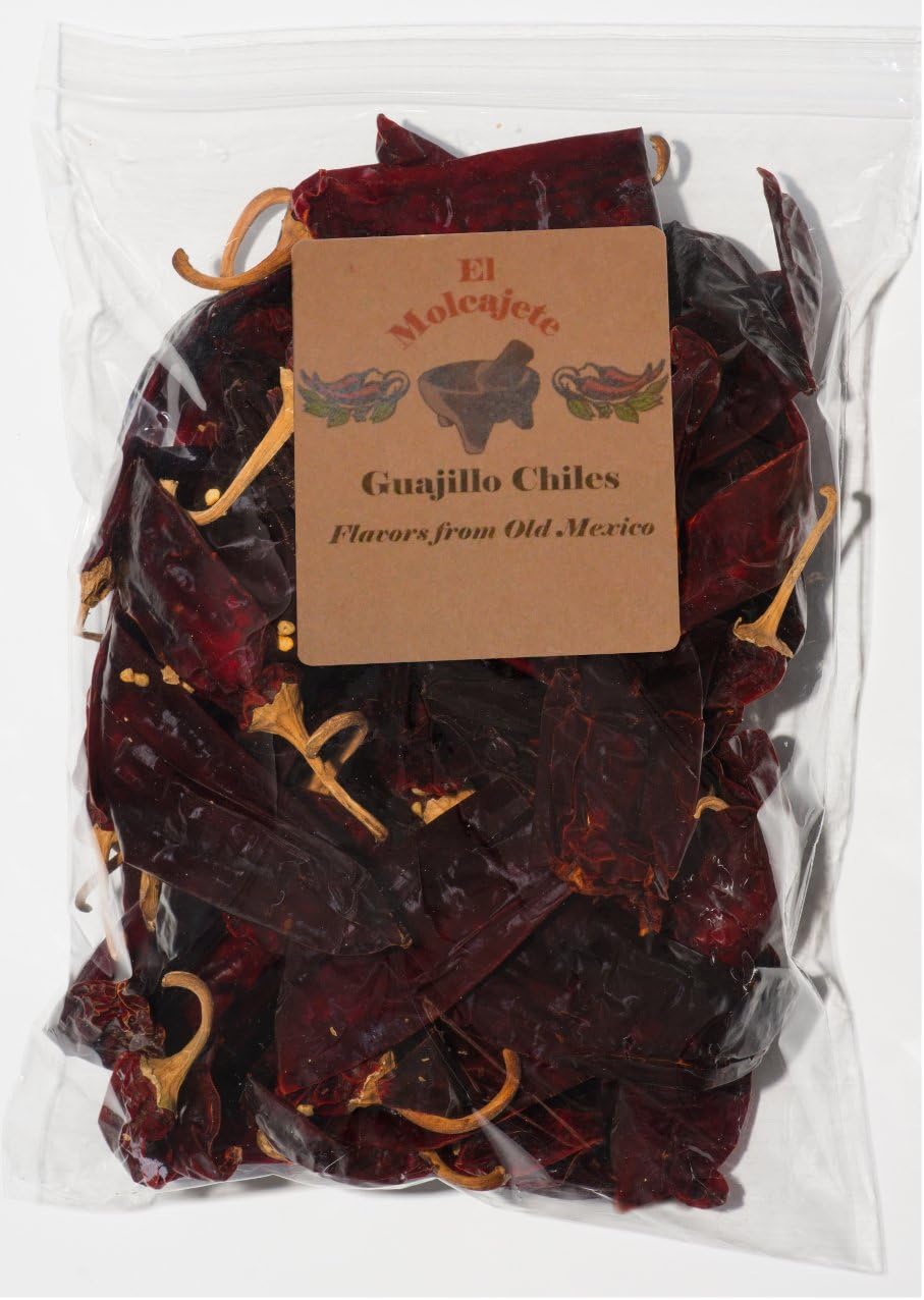 El Molcajete Mexican Whole Dried Guajillo Chiles 5oz Bag ‐ for Mexican Recipes, Tamales, Salsa, Chili, Meats, Soups, Stews & BBQ