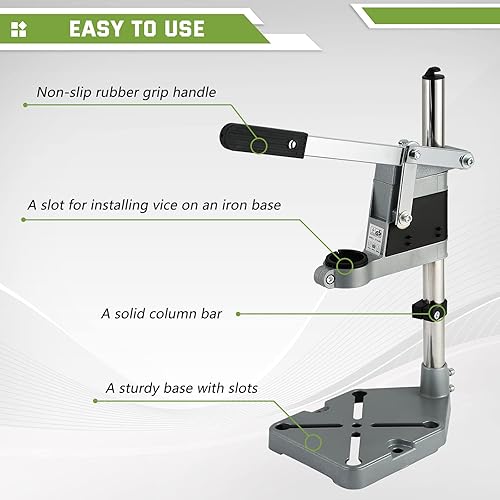 Miniatura 5 de ATPEAM Adaptador de prensa de taladro para taladro manual - Soporte portátil universal de sobremesa con mandril ajustable y base de aluminio