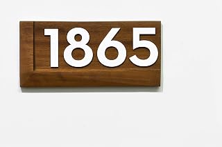 Modern 3D House Numbers - Solid Wood African Teak Iroko with White Acrylic Numbers - Home Address - Wall Mounted Sign - Plaque - Style 3