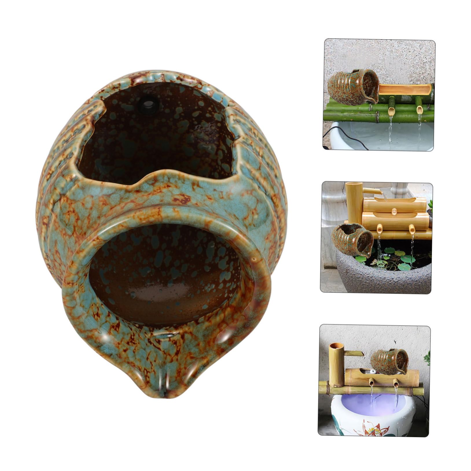 Ipetboom Fontana Decorativa in Ceramica Verde Circolazione D'acqua e Resistente, Vaso per Interni e Balcone per Decorazione e Filtrazione Dell'acqua