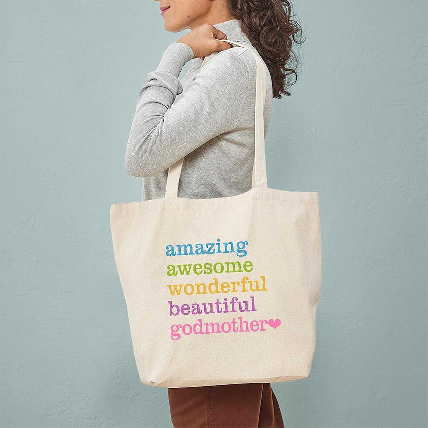 CafePress Godmother Amazing Awesome Tote Bag Reusable Natural Beige Canvas Shopping Bag