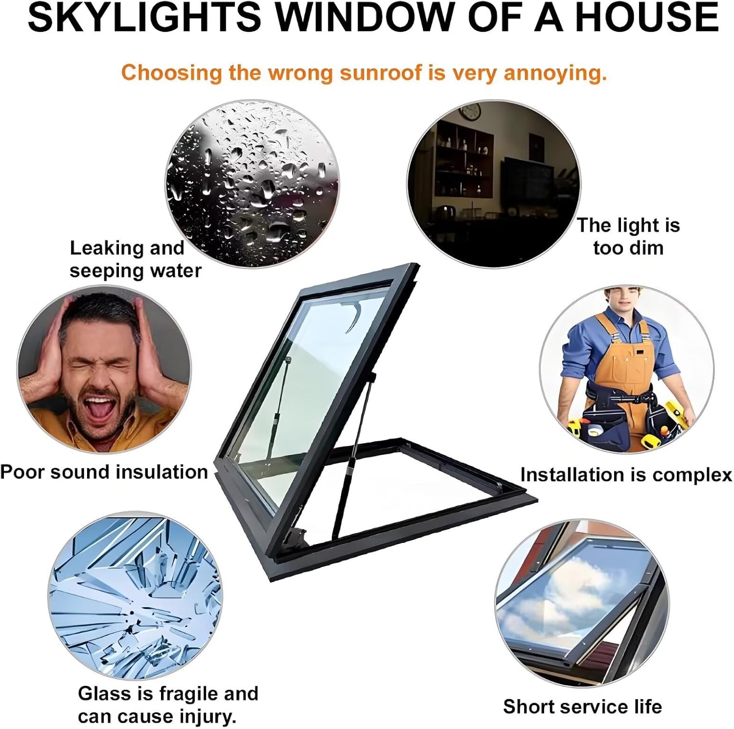 Aluminum Alloy Skylight Cover for Attic & Sun Room, Double-Layer Insulated Flat/Slope Roof Window, 65x90cm, Gray, Optimal Underground Lighting Solution