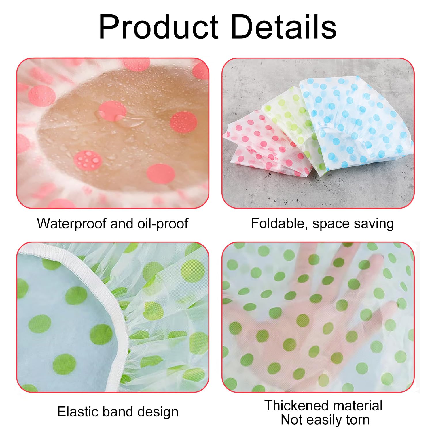 YPYMOD 6 Pezzi Cuffia Doccia per Capelli, Cuffia Doccia Riutilizzabile Impermeabile Cuffia da Bagno Elastica Grande Shower Caps, per Spa Salone di Trucco Femminile (Blu Verde Rosa)