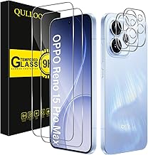 QULLOO For OPPO Reno 15 Pro Tempered Glass, [2+2 Pieces] Screen Protector & Rear Camera Protector, Anti-Scratch 9H Hardness HD Clarity Screen Protector Film