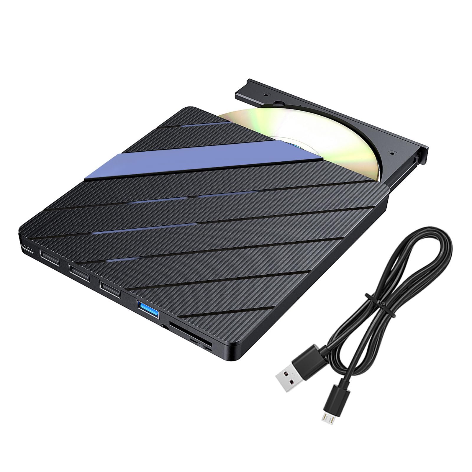 PURPLELILY Unidades de CDDVD externas portátiles USB 3.0 con puerto USB y tipo C para portátil, unidad externa de CDDVD