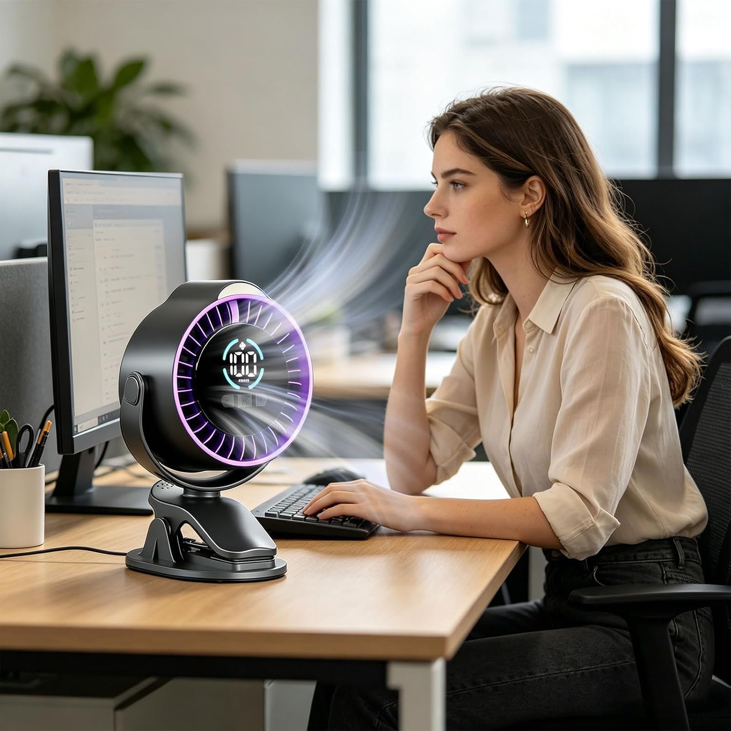 Study Desk Fan with Touch Panel and Strong ABS Construction Clip on Bedside Fan