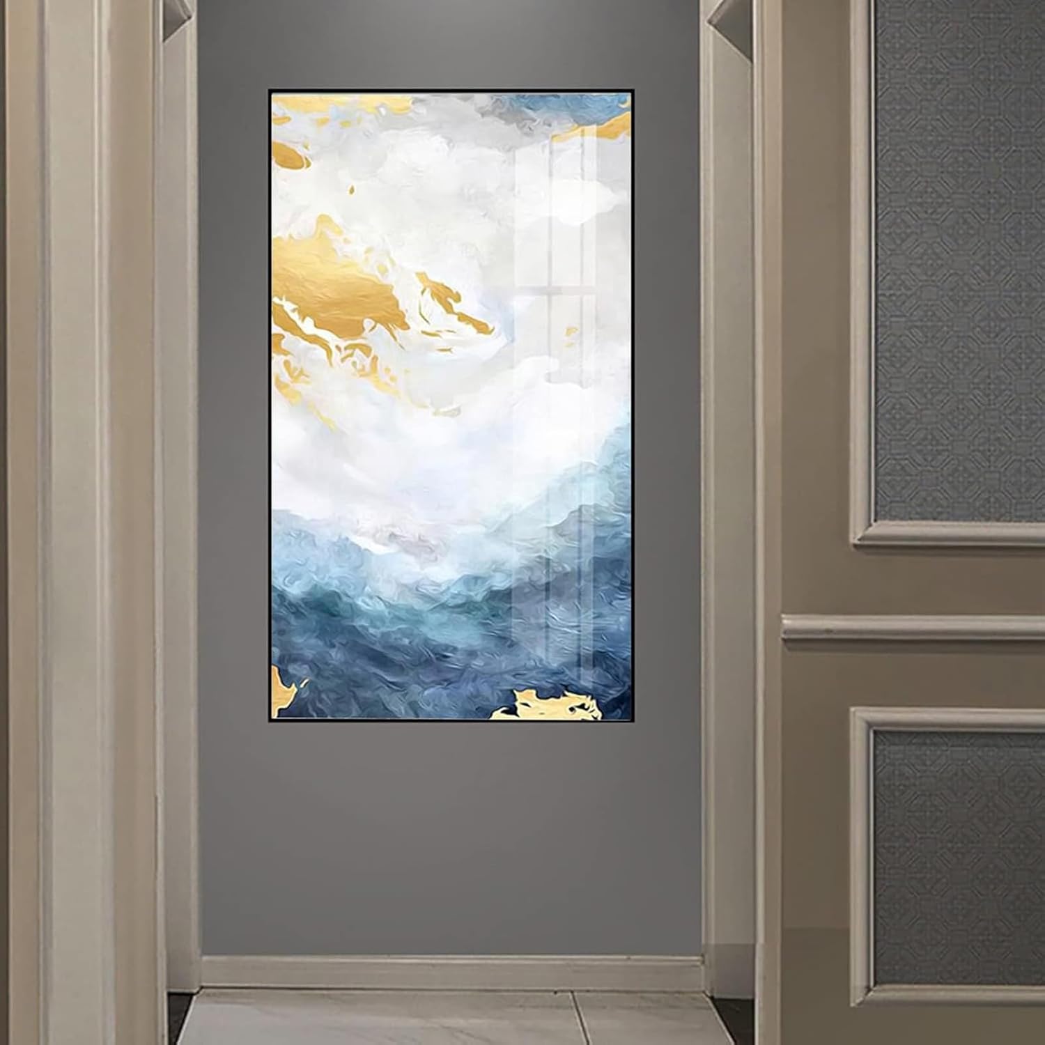 Electrical Panel Cover Decorative Electrical Panel Cover Decorative Hide Meter Electric Box Decorative Painting Wall Mounted Electrical Panel Cover(A(Black),50x70cm) (E(Gold) 40x60cm) (E(