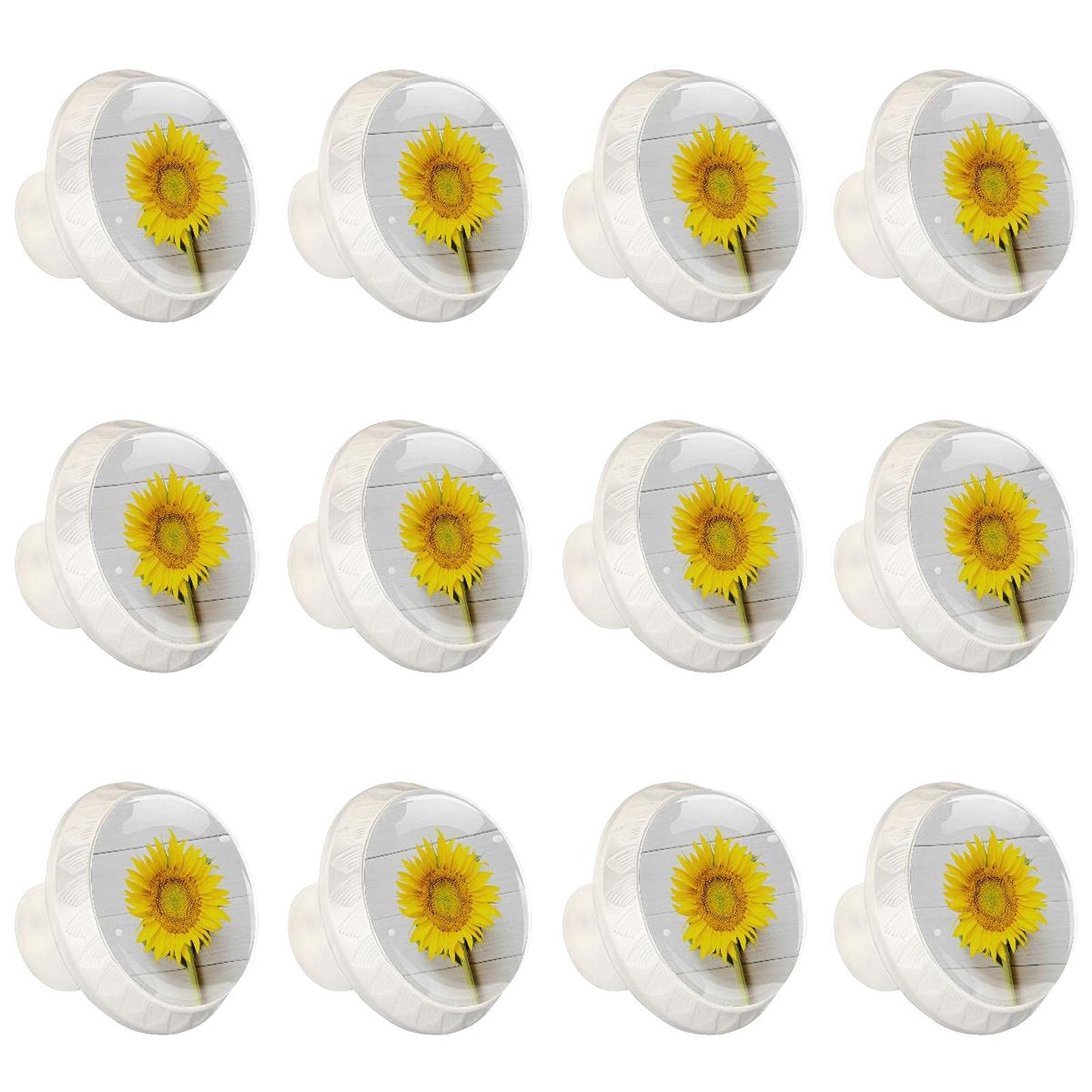Poignées en bois de qualité supérieure pour placard de cuisine : boutons blancs tournesol