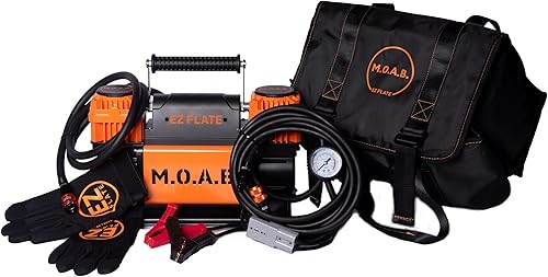 EZ FLATE M.O.A.B. Compresor de aire dual para vehículos todoterreno 4x4, inflado rápido, alimentación de 12V, fácil de usar, bolsa de almacenamiento