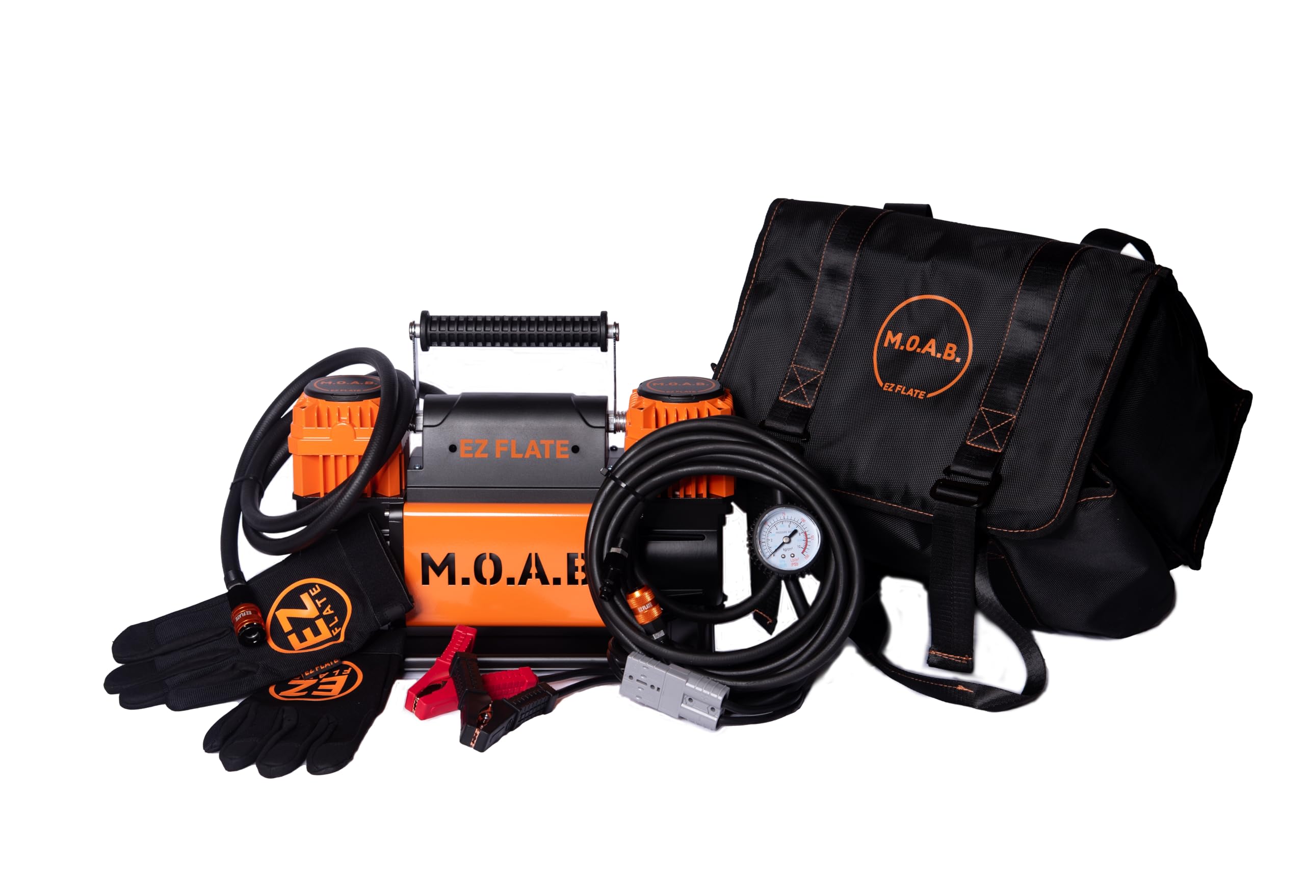 EZ FLATE M.O.A.B. Dual Air Compressor for 4x4 Offroad Vehicles, Fast Inflation, 12V Power, Easy to Use, Storage Bag