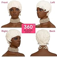 Vista 5 de Peluca Pixie blanca corta para mujeres negras, peluca blanca de corte pixie para mujeres negras, pelucas de pelo corto sintético en capas