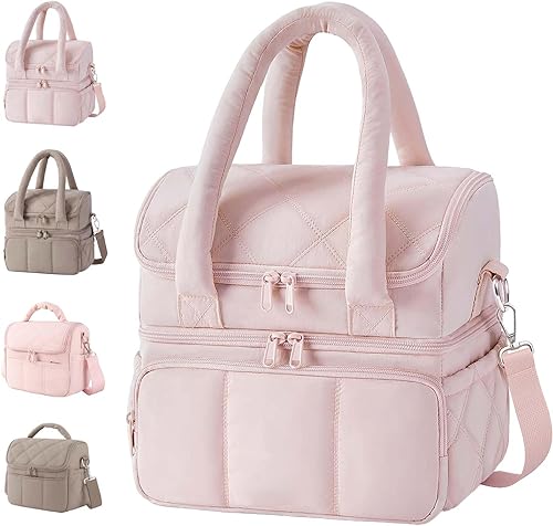 Lonchera aislada para mujer, ligera, acolchada, impermeable, con correa ajustable para el hombro, bolsa de almuerzo reutilizable para el trabajo,