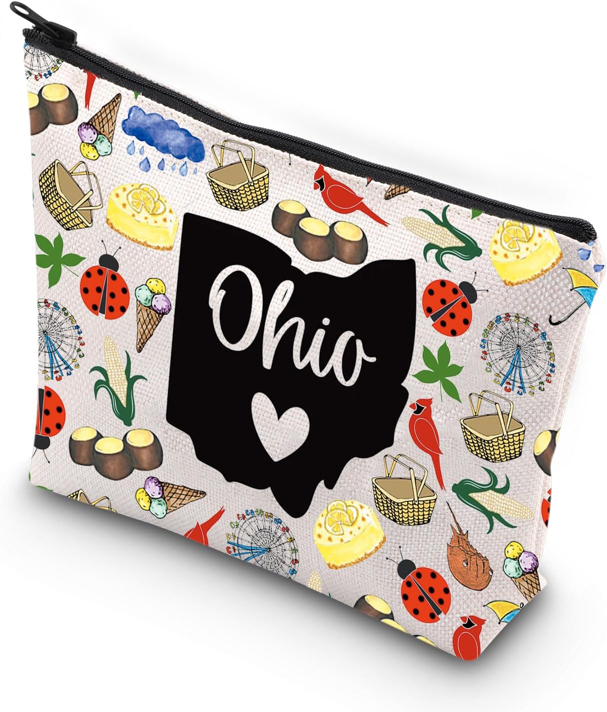 WCGXKO Ohio Map Travel Cosmetic Organizer Makeup Bag