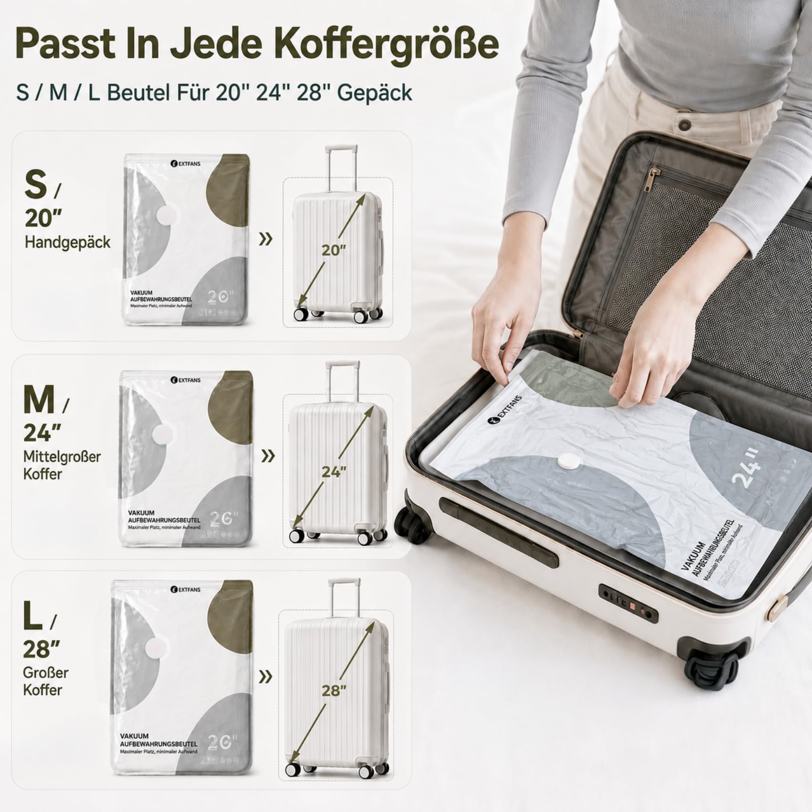 Vakuumbeutel für Kleidung Reise mit Kabelloser Elektrischer Pumpe