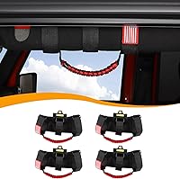 Vista 21 de Hoolcar 4 asas de agarre de barra antivuelco con paracord Compatibles con 1955-2023 Jeep Wrangler YJ TJ JK JKU JL JLU & Gladiator JT, Negro & Rojo