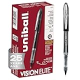 Vision Elite Rollerball Pens Fine Point Micro Tip, 0.5mm, Black, 12 Pack