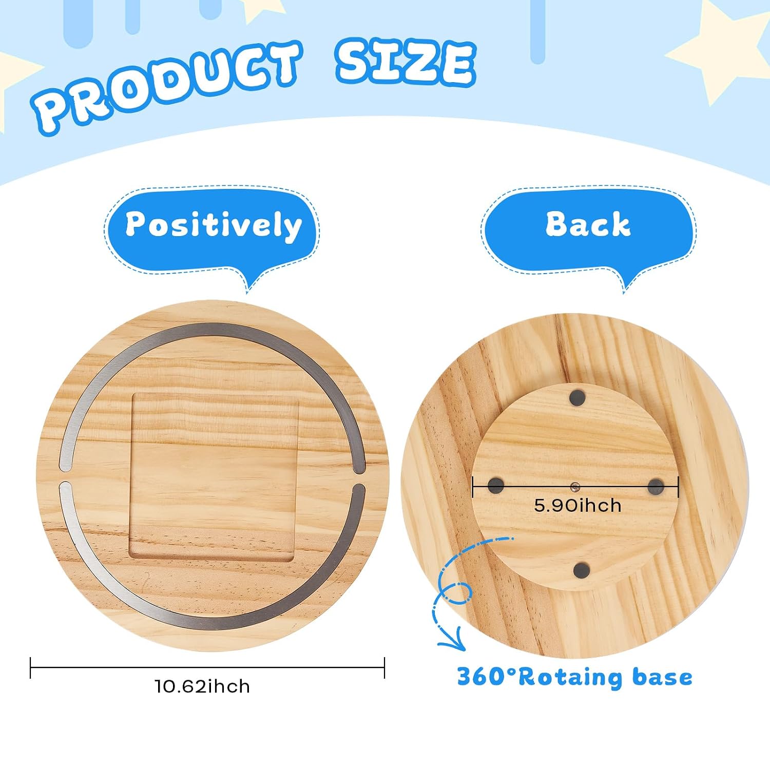 Gieanoo Tonies Shelf Magnetic,360° Round Turntable Tonie Storage for TonieBox 1 and Toniebox 2 Pine Wood Tonies Display Shelf for 10-20 Characters for Kids Play Room(Natural)