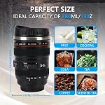 Coffee Mug, 12oz Funny Camera Lens Mug, Travel Coffee Cup with Lid, Insulated Tumbler for Hot Ice Coffee Cola Milk Tea | Ideal Gifts for Photographers Sweeties Men Women Birthday Xmas (350ml, Black)
