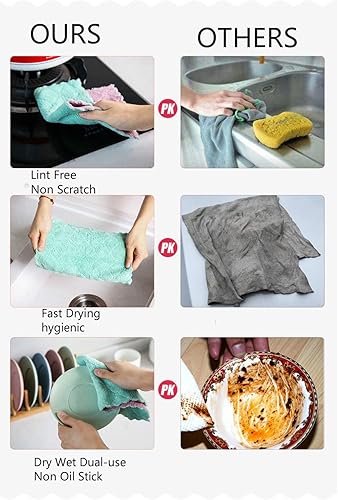 Miniatura 4 de Paquete de 10 paños de cocina reutilizables de secado rápido de 12 x 12 pulgadas, multiusos, para el hogar, alta absorción, juego de toallas de