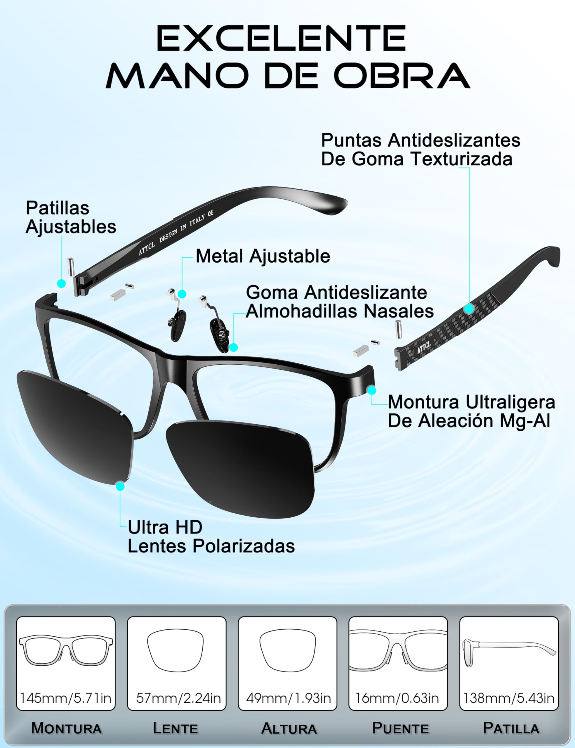 ATTCL Gafas de Sol Hombre Polarizadas: Protección UV400 Ligero Bastidor AL-MG Lentes Espejadas Conducir Senderismo Viajes