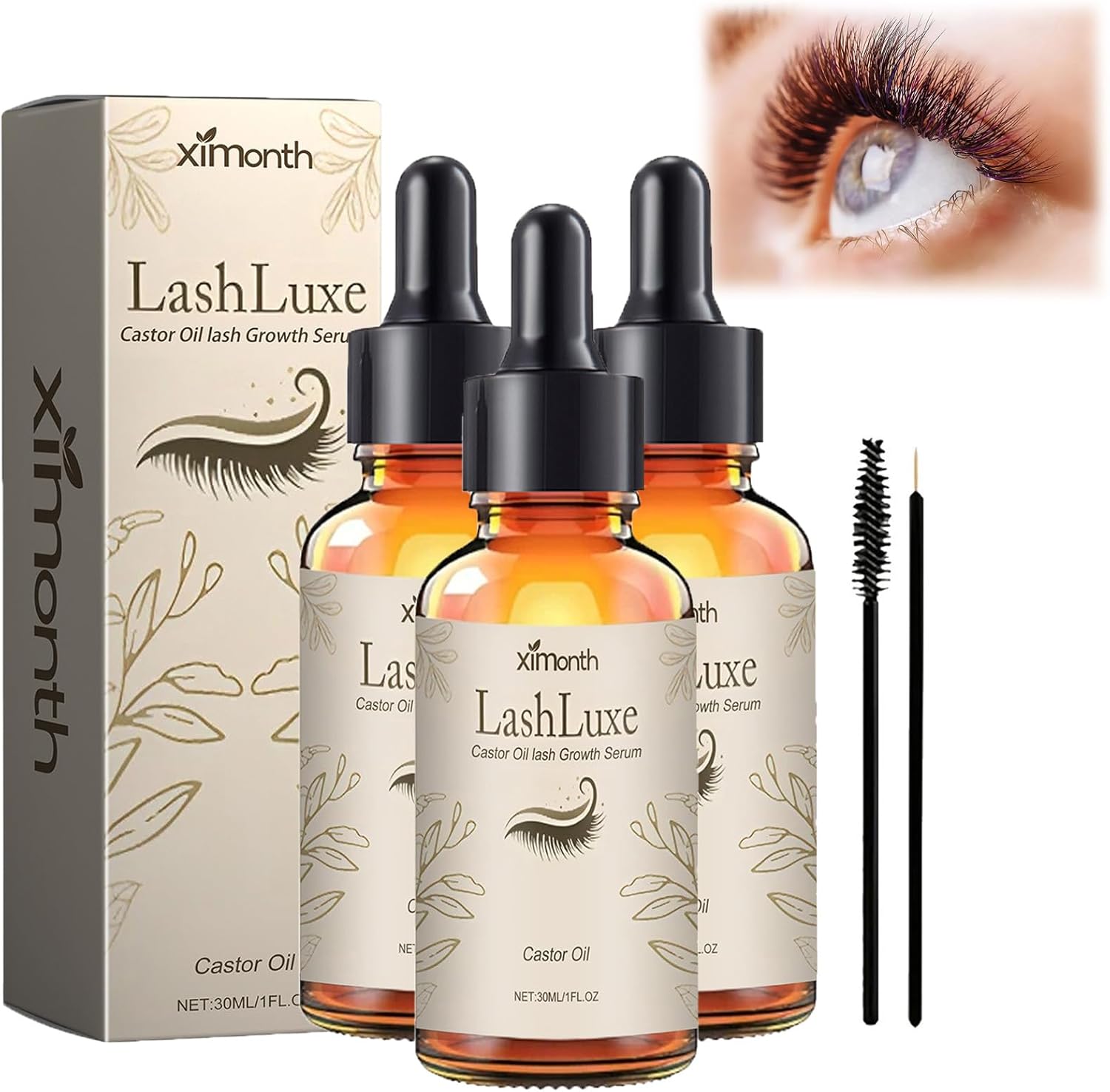 Lashluxe Castor Oil Vegan Growth Serum, Lash Luxe Eyelash Growth Serum