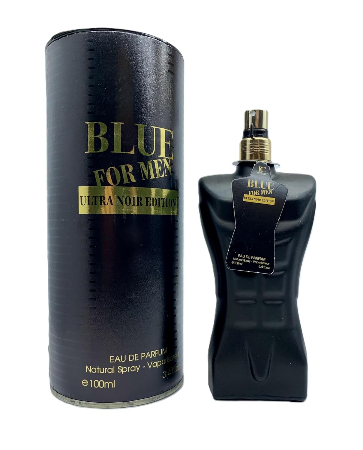 9 O'CLOCK Blue for Men Ultra Noir Edition Eau de Parfum, Black, Natural Spray, Men's Cologne 3.4 Fl Oz, 100ml