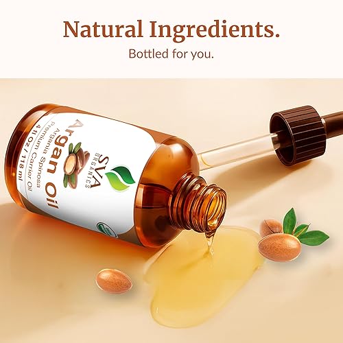 Miniatura 8 de SVA Argan Oil Organic - 4 Fl Oz – 100% Natural Cold Pressed Organic Argan Oil - for Face, Skin Care, Hair Care, Scalp Massage & Body Massage