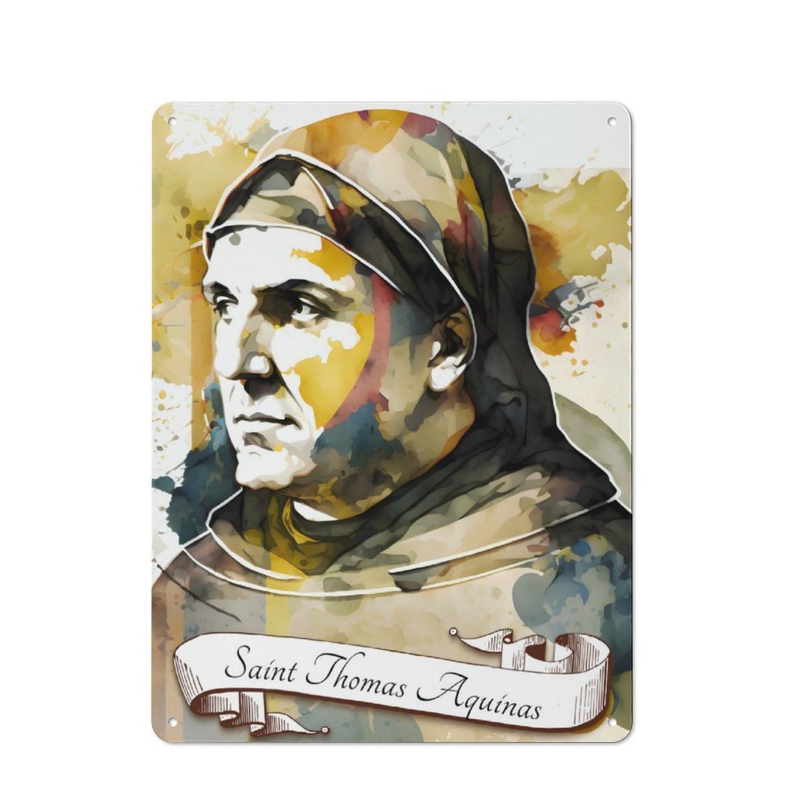 Junmoney Saint Thomas Aquinas Op Rustic Tin Wall Plaque 40X30cm For Home Bar Wall, For Vintage Wall Decor Fans, For Living Room And Hallway Decor