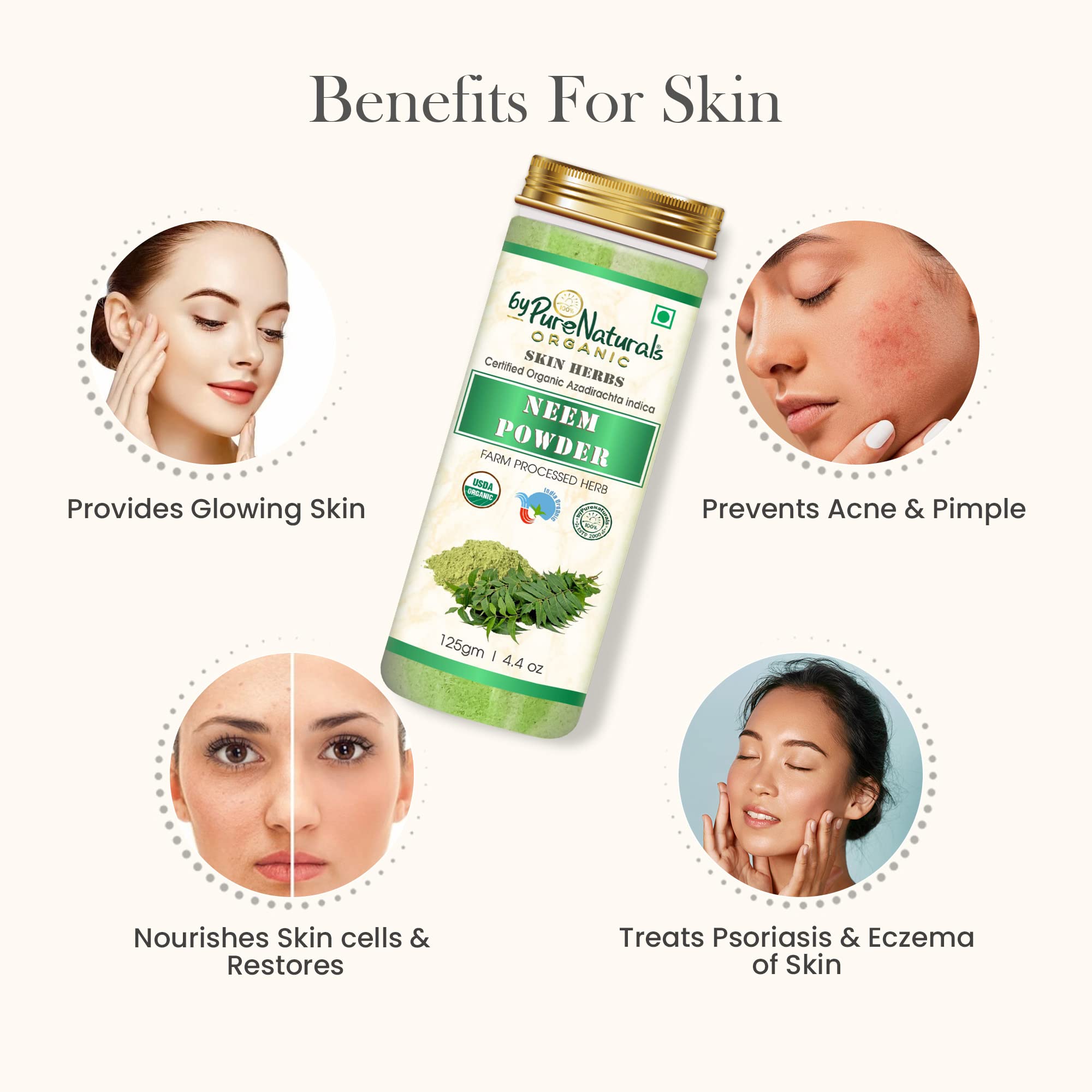 byPureNaturals 100% Natural Herbal Organic Neem Powder & Sandalwood Powder Combo Kit for Skin Care- 200gm… 4