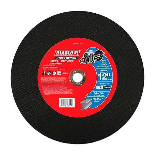 Miniatura 25 de Diablo Steel Demon - Disco de corte de metal de alta velocidad, ideal para cortar acero, hierro en ángulo y chapa, diámetro de 14 pulgadas, eje de 1