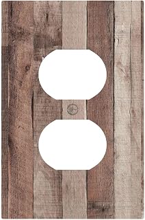 Decorative Outlet Covers Rustic Barn wood Westen country Retro Wooden 1 Gang Duplex Light Switch Cover Faceplate Electrical Switch plates Wall Plates Socket Covers for Cabin Farmhouse Decor