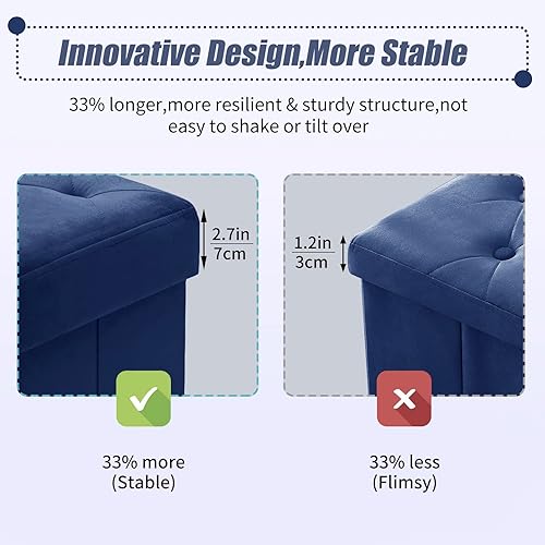 Miniatura 4 de BRIAN & DANY Otomana de 43 pulgadas con almacenamiento, banco otomano de almacenamiento de terciopelo, almacenamiento otomano plegable para