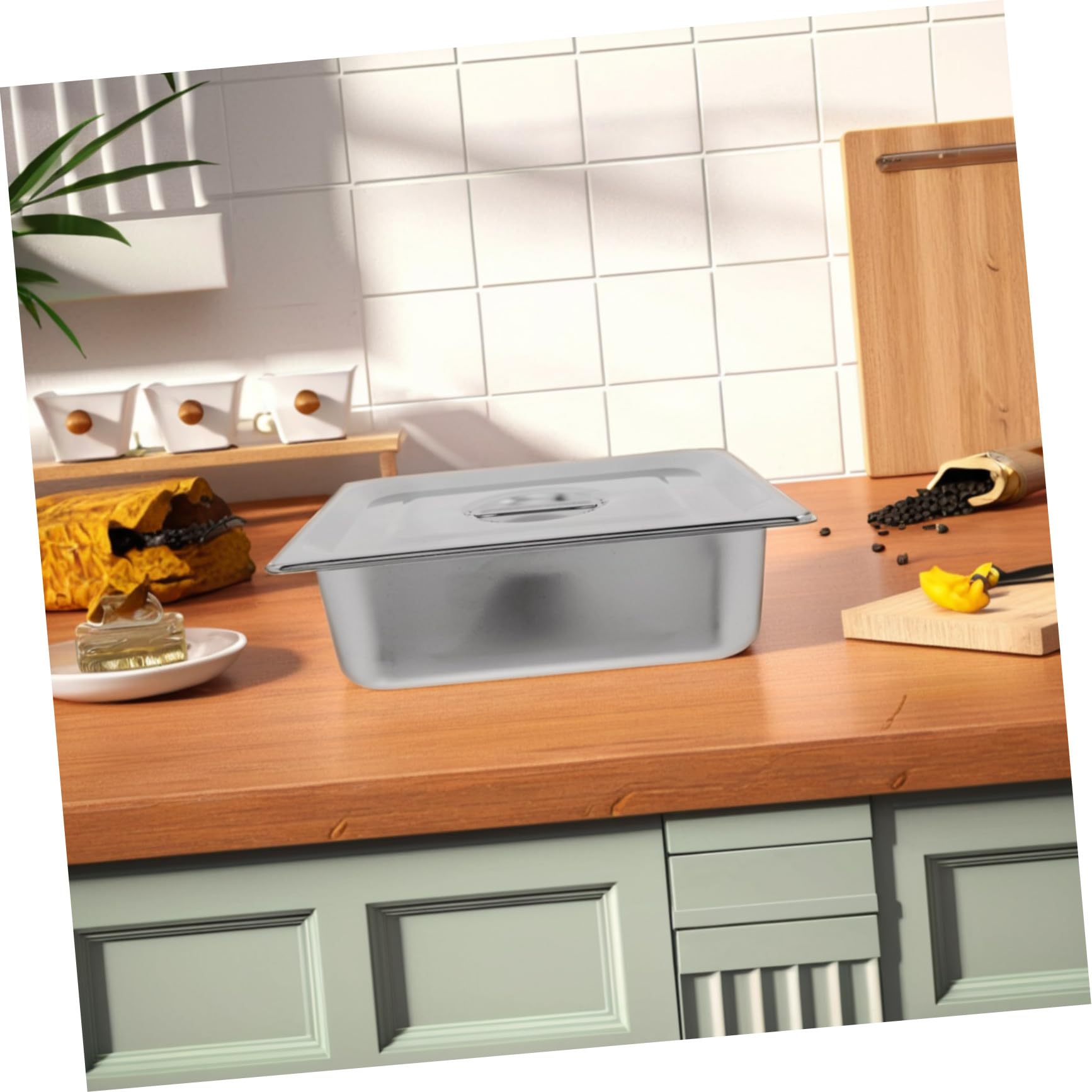 Uonlytech Bacs de Buffet en Acier Inoxydable 1/2 Gn 33x265x100 Mm avec Couvercle Hermétique, Plats Gastronorms Robustes pour Restauration Professionnelle, Service Traiteur Cuisine