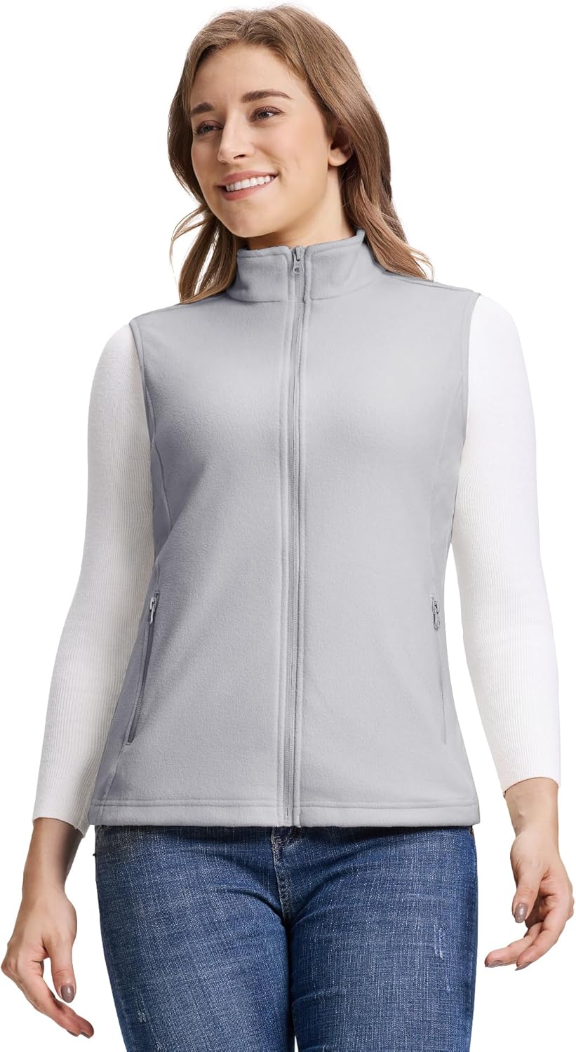 Outdoor Ventures Women's Fleece Vest, Zip Up Lightweight Soft Running Vest Outerwear Sleeveless with Pockets - Image 2