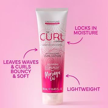 The Curl Company Soften and Shape Curl Lotion (250 ml) - De-frizzes and Leaves Hair Soft and Smooth, Ideal for Curls and Waves; Professionally Formulated with Curplex and Nourishing Moringa Oil