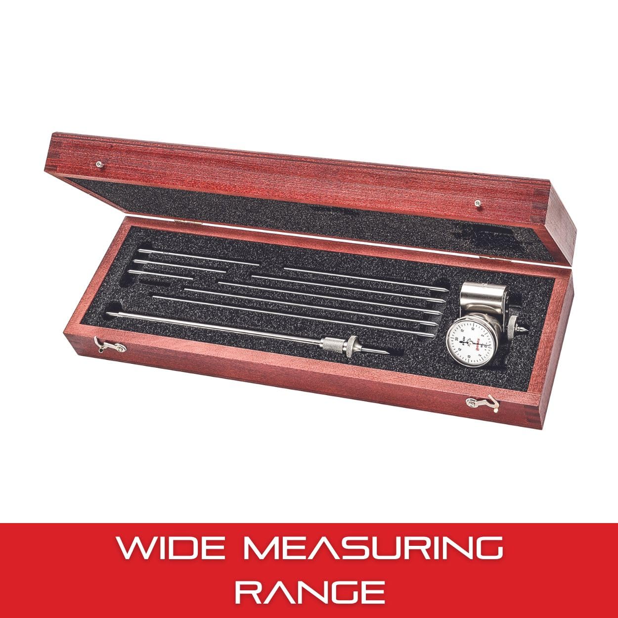 Starrett Crankshaft Distortion Dial or Strain Gage with Balancing Attachment - White Face, 2-3/8" to 18" Range, .001" Graduation, 0-20-0 Dial Reading - 696Z